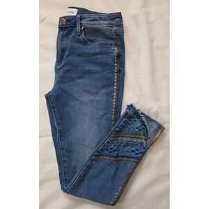Driftwood | Size 27 | Jackie High Rise Blue Embroidered Tribal Boho Skinny Jeans